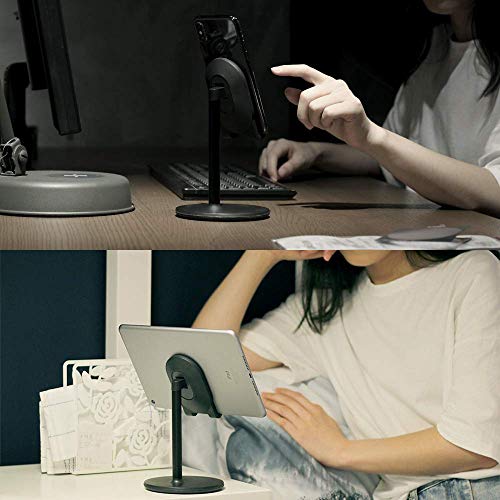 Bright Stone Phone Stand for Desk, Adjustable Cell Phone Holder for Desk, Compatible with 4"-12.9" Phones/Tablet/iPhone/iPad/Switch (Black) - color: Black