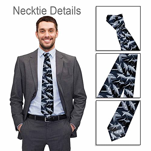 Black Dots Men's Neckties Retro Classic Circle Geometry Men's Tie for Mens Teens Business Work Casual Wedding Party - color: Shark