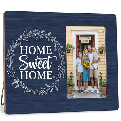 Home Sweet Home Picture Frame, Housewarming Gifts for New Home, New Apartment Photo Frame, Fits 4x6 Photo - color: Cyan