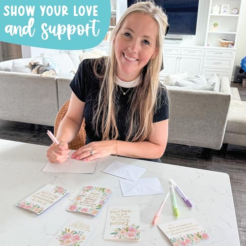 24 Religious Sympathy Cards with Envelopes Christian Sympathy Cards Bulk - style: Floral Pink Blush 24 pcs