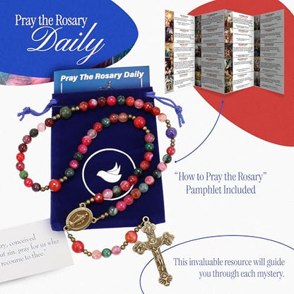 Handmade Catholic Rosary Beads - color: Agates - Multicolor