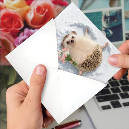 NobleWorks Funny Get Well Greeting Card with 5 x 7 Inch Envelope (1 Card) Critter Snow Angel - Hedgehog C4187CGWG - style: Critter Snow Angel - Hedgehog