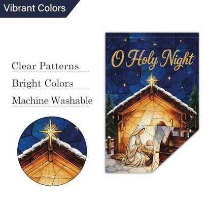 Louise Maelys Christmas Nativity Garden Yard Flag 12x18 Inch