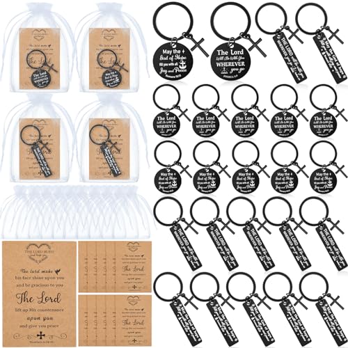 Siifert 24 Sets Christian Keychain Bible Verse Cross Keychain Bulk - color: Black