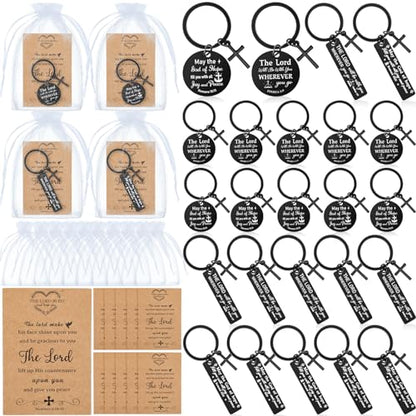 Siifert 24 Sets Christian Keychain Bible Verse Cross Keychain Bulk - color: Black