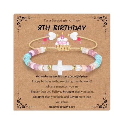 Bracelets for Girls Cross Soccer Bracelets Birthday Gifts for Girl - color: 2# 8th Birthday