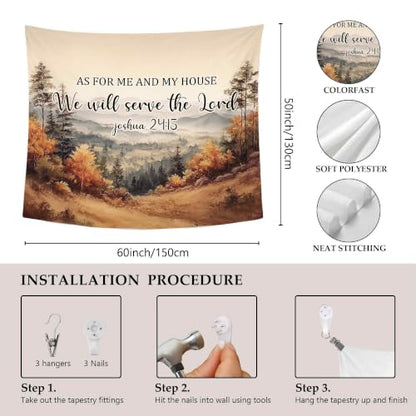 MNASAIOO Christian Fall Mountain Tapestry for Bedroom Home 50x60in - color: lord fall