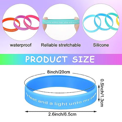 Estune 120 Pcs Bible Verse Bracelets Christian Wristbands, Bright Color - color: Bright Color