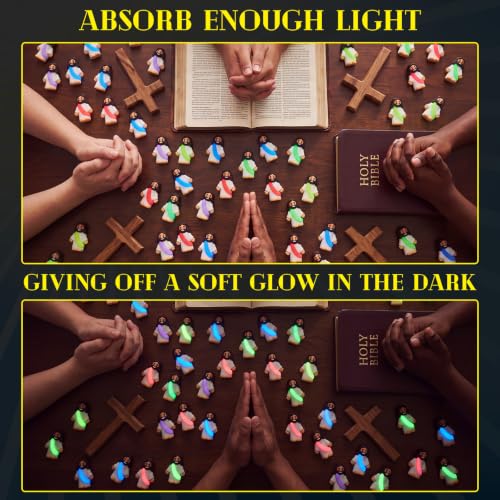 CroBlissful 100 Sets Mini Jesus Figurines Glow in Dark, Glowing Open Arms - style: Glowing Open Arms