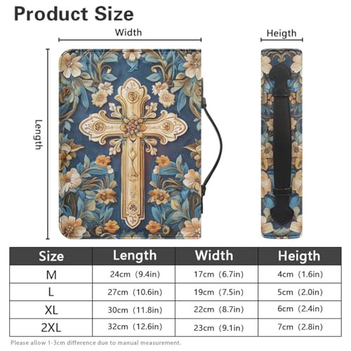 Bible Cover Case for Women Men Large Size Bible Holder with Bookmark Bible Carrying Case ladies Bible Bag,Size M-2XL - color: Blue Cross, size: X-Large
