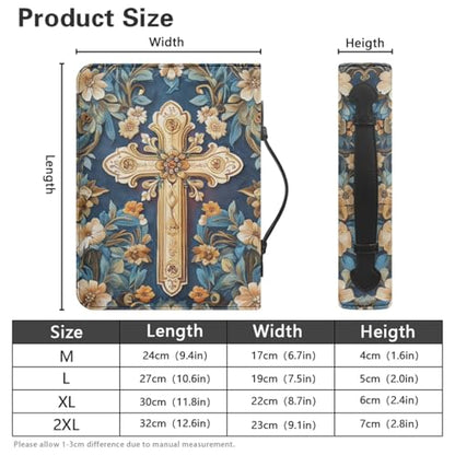 Bible Cover Case for Women Men Large Size Bible Holder with Bookmark Bible Carrying Case ladies Bible Bag,Size M-2XL - color: Blue Cross, size: X-Large