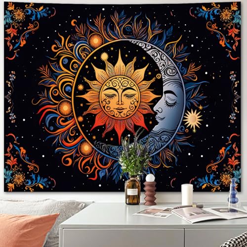 Apdidl Sun and Moon Boho Tapestry, Hippie Mandala Tapestries Wall Hanging - color: D-Boho Sun Tapestry, size: 79"L x 60"W