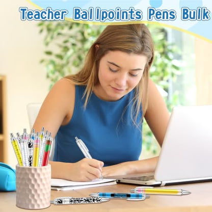 30 Pcs Teachers Pens Bulk Back to School Gifts Cute Retractable Ballpoint Pens Black Ink Writing Pen First Day of School Gift for Classmates Coworker Staff Office Supplies - style: School
