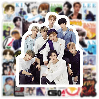 50pcs Stray Kids Stickers, Pop Singer Aesthetic Stickers for Water Bottle Laptop Phone Journal,Gifts for Kid Girl Women Luggage Helmet Skateboard Motorcycle Guitar - color: Stray