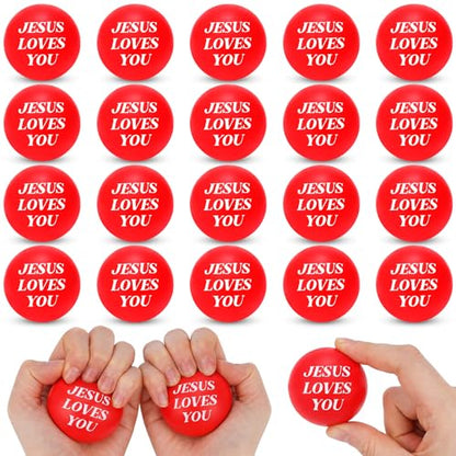 20 Pcs Jesus Loves You Balls Toys Christian Gifts, Red - color: Red