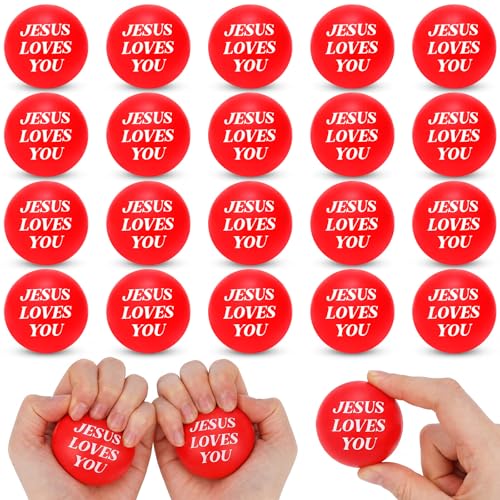 20 Pcs Jesus Loves You Balls Toys Christian Gifts, Red - color: Red