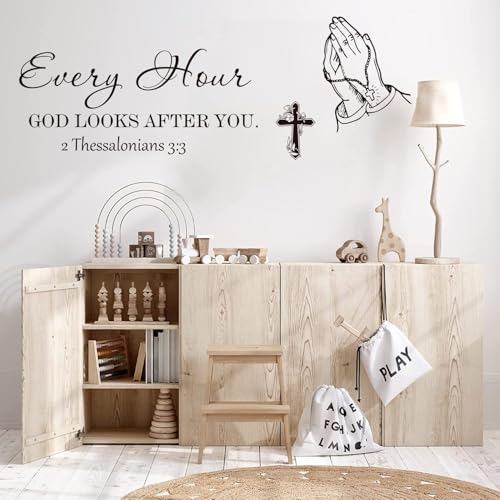 Bible Verse Wall Stickers Inspirational Decals Peel and Stick Vinyl Christian Faith Cross Wall Stickers Prayer Wall Decor Art for Easter Dining Room Bedroom Office Decor