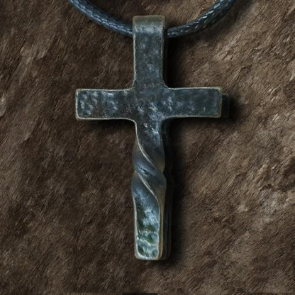 Handmade Cross Necklace, Retro Cross Necklace Steel Classic Twisted Cross Pendant Necklace,Long Leather Rope Necklace Jewelry,for Men Women Gifts (1PCS)