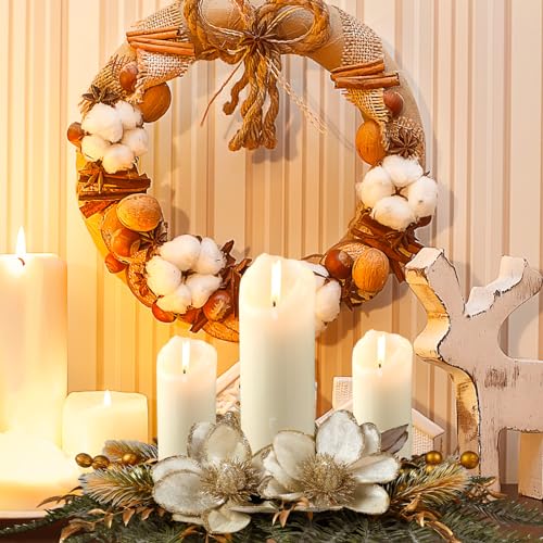 Cindeer Christmas Centerpiece 30 Inch LED Candle Holder, Gold - style: Gold