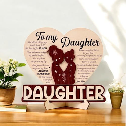 KATINAT To My Daughter from Mom, Wooden Heart Keepsake, Inspirational Mother’s Love Plaque, Sentimental Home Decor, Birthday Christmas Graduation Wedding Present - color: KATINAT To My Daughter Plaque