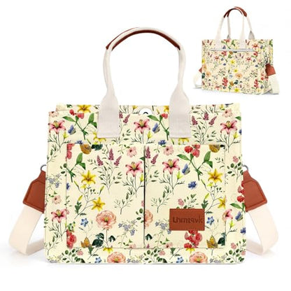 LHMTQVK Canvas Tote Bag for Women, Work & Bible Study Handbag - color: Retro Flower