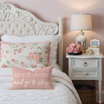 Dusty Rose Pink Throw Pillow Covers 12x20 Set of 2, Christian Decor - color: Dusty Rose