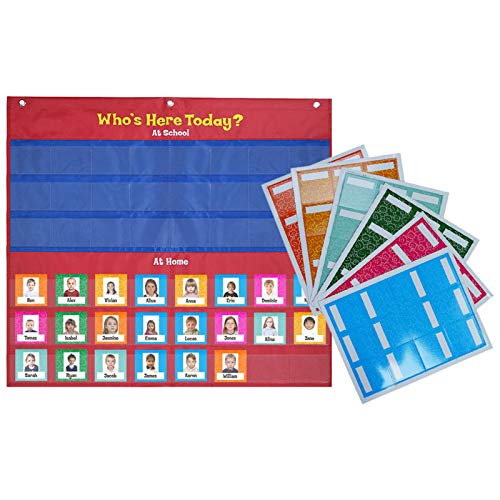 A/R Classroom Attendance Chart, Who is Here Today - Helping Hands Pocket Chart for Classroom,Classroom Organization Teacher Accessories for Preschool Sunday School Kindergarten Daycare