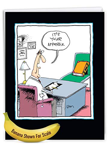 NobleWorks Jumbo Funny Get Well Greeting Card 1-Pack w/Envelope J4257 - style: Your Appendix