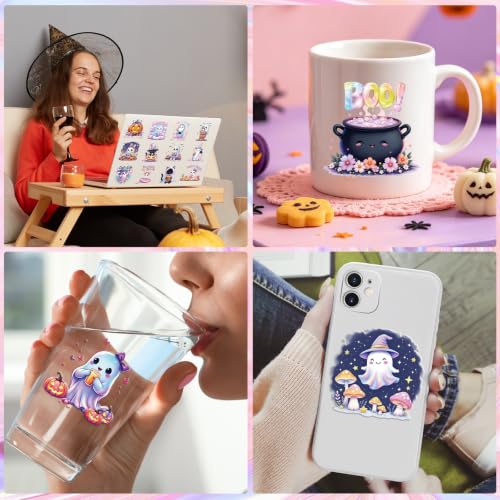 Rngmsi Halloween UV DTF Stickers - 24 Sheets Cute Ghost UV DTF Cup Wraps - style: Halloween Ghost