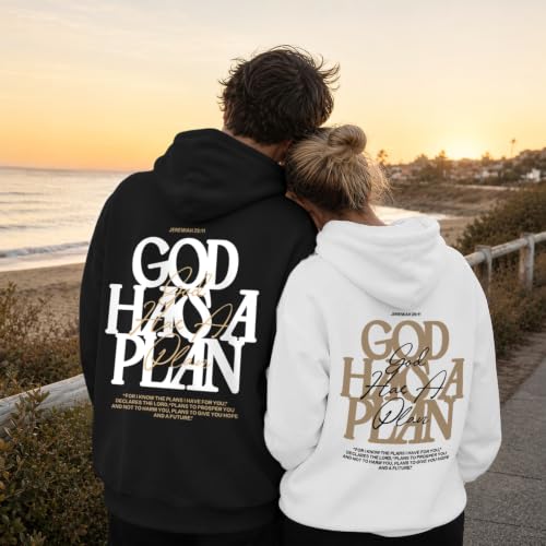 Christian God Hoodie for Men Jesus Faith Religious Bible Verse Hoodies Inspirational Graphic Fleece Sweatshirt - color: Black, size: X-Large