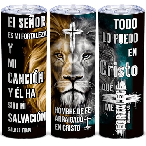 TUMBTU Spanish Christian Tumbler,Religious Tumbler for Men,Faith Lovers - color: Black