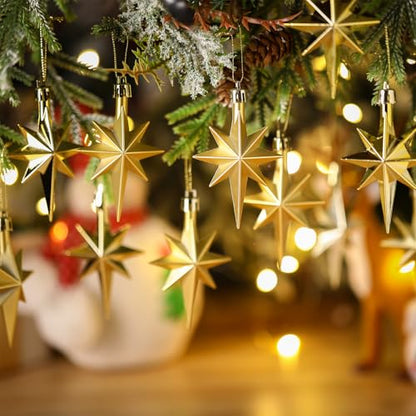 Syhood 12pcs Gold Bethlehem Star Ornaments Christmas Tree - color: Gold