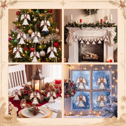 Shellwei 24 Pcs Christmas Wooden Nativity Ornaments Set Bulk Gift - style: Mom Angel