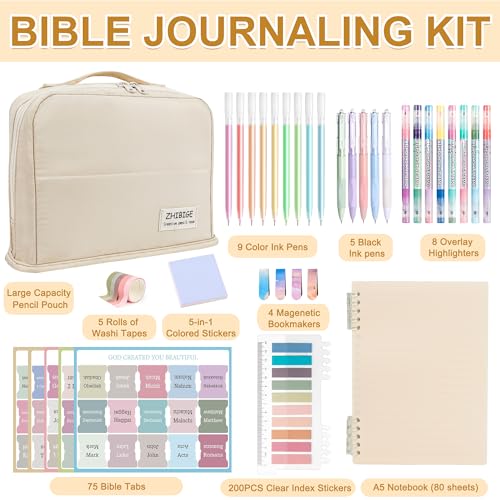 Sysmie Bible Study & Journaling Kit for Women: No-Bleed Highlighters, Pens & A5 Notebooks with Tabs – Christian Gifts for Beginners, Students & Church Groups