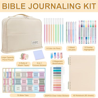 Sysmie Bible Study & Journaling Kit for Women: No-Bleed Highlighters, Pens & A5 Notebooks with Tabs – Christian Gifts for Beginners, Students & Church Groups
