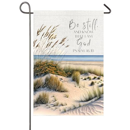 Christian Garden Flag 12x18 Inch Double Sided Be Still and Know Psalm 46:10 Scripture Bible Verse Religious Yard Flag Lawn Garden Porch Decor