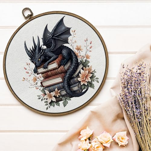 GTYNU Vintage Floral Dragon Book Round Wall Art Decor, Bookish Canvas Prints Framed, Book Lover Circle Wall Hanging Decorations for Home Reading Nook Corner Room, 10x10 Inch - color: Decor 11