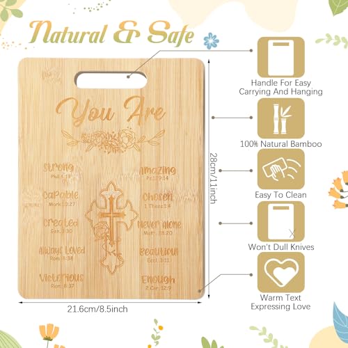Newtay 4 Pcs Christian Gifts Set, Bible Verse Apron Towels Cutting Board