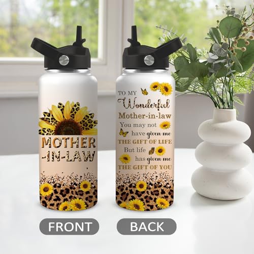 Mother in Law Gifts, 32oz Mom Water Bottle with Straw, Mother's Day Birthday Valentine's Day Gifts for Mother in Law from Daughter Son, Best Mothers-in-Laws Ever Coffee Cup - color: Mother In law01, size: 32 Ounces