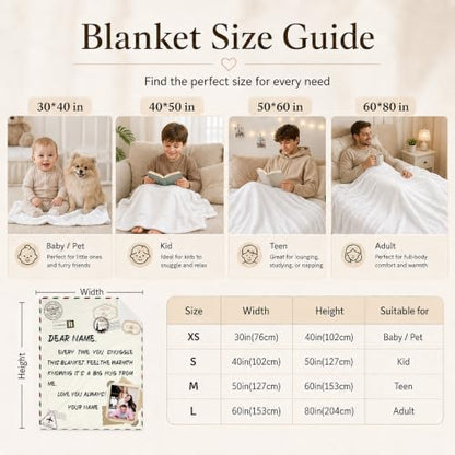 Gift for Mom Custom Image Blanket, Personalized Blankets Flannel Throws - color: Beige