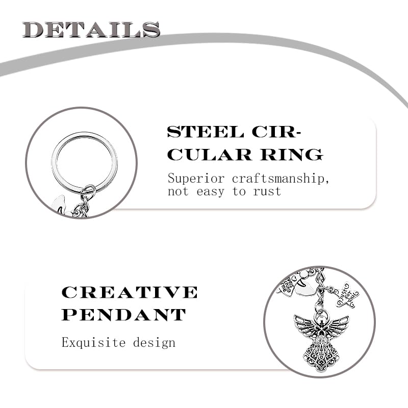 Angel Keychain for Friend Family Baptism Religioca Gifts Stainless Steel Inspirational Christian Key Chain for Religioca Believer Faith Spiritual Easter Gift