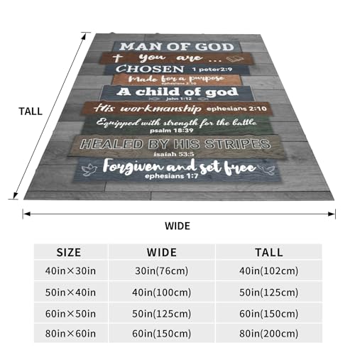 Christian Gifts for Men Blanket 60"x50", Religious Spiritual Gifts for Him - color: Christian Gifts for Men