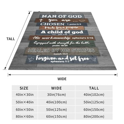 Christian Gifts for Men Blanket 60"x50", Religious Spiritual Gifts for Him - color: Christian Gifts for Men