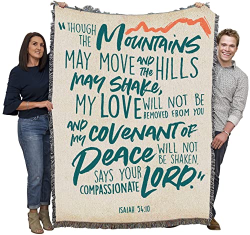 Pure Country Weavers Covenant of Peace Blanket - Scriptures - Isaiah 54:10 - Religious Gift Tapestry Throw Woven from Cotton - Made in the USA (72x54) - color: Isaiah 54:10, size: 72" x 54"