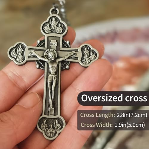Large Heavy Hematite rosary beads catholic for men