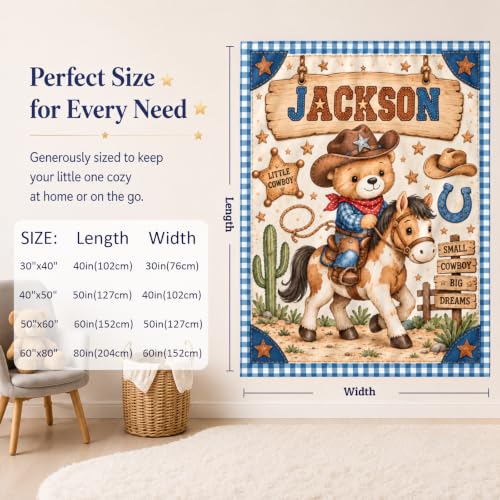 Custom Baby Blanket for Boys, Personalized Baby Blanket with Name for Gift - color: Cute Little Bear - Spaceship