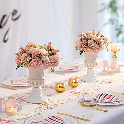 Sziqiqi White Metal Vase for Centerpiece, Table Flower Arrangements, 10Pcs - color: White, size: 9in-10pcs