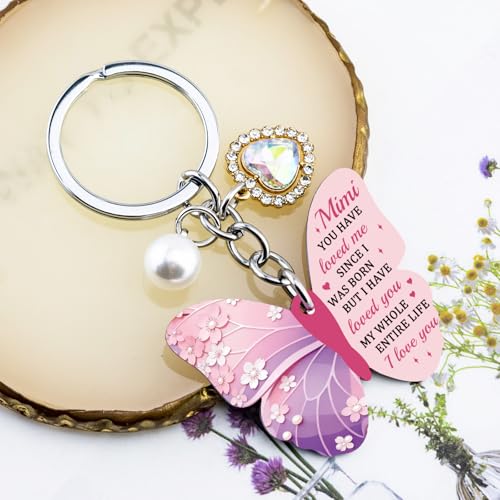 OEHEDOU Butterfly Gifts Keychain For Women Men Family Members Memorial Gift - color: Pink Grandmother
