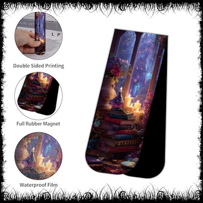 30 Pcs Dark Academia Magnetic Bookmarks, Romantasy Gothic Book Mark Clips, Horror Magnet Book Markers for Reading Women, Bookish Gifts for Book Lovers Halloween School Office Supplies - style: Dark Academia 02