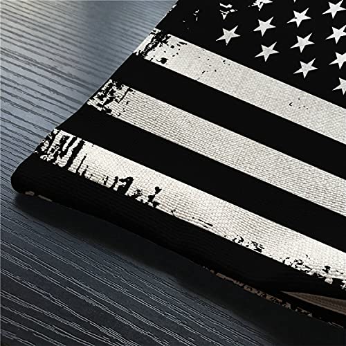 Smooffly Grunge American Flag USA Flag Black and White Waist Lumbar Cotton Linen Home Living Room Decorative Throw Pillow Cases Cushion Cover 12x20 Inch Rectangle Waist Pillowcase - color: Md035